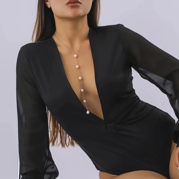 3/$35 Elegant Pearl Long Pendant Necklace Gold Tone Chain Jewelry Women - Picture 6 of 6